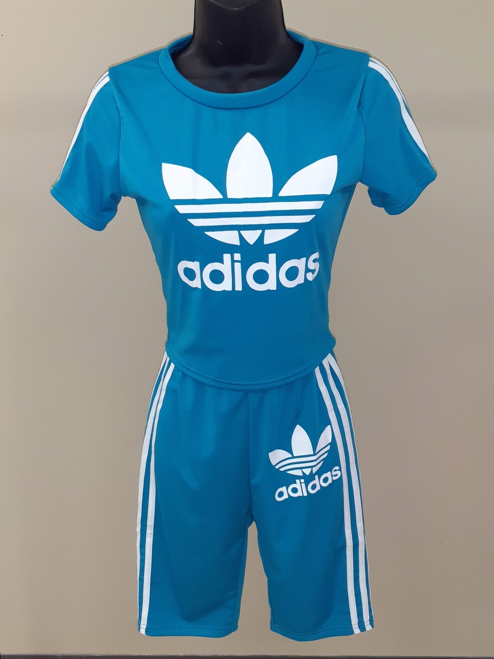 adidas Teal Blue Kids Track Joggers with White Trefoil